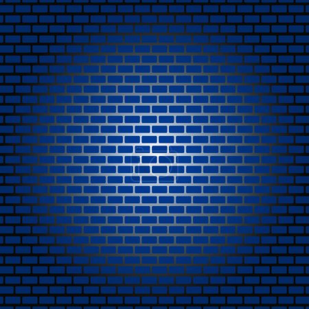 Illustration for Brick wall background. Wallpaper is dark blue with shadows on the edges. Background for neon illustrations and other design works - Royalty Free Image
