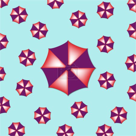 Ilustración de Ilustración vectorial mosca colorida, volando paraguas fondo. Diseño plano - Imagen libre de derechos