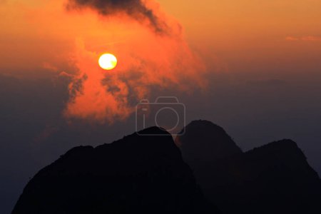 Photo for Landscape of Doi Sam Pee Nong before sunset from Doi Luang Chiang Dao peak, Chiang mai, Thailand - Royalty Free Image