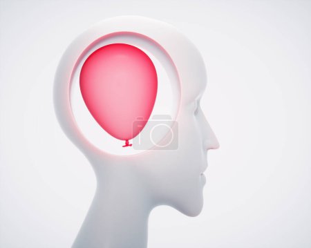 Photo for Human head with a balloon inside. Weakness and mindset concept. This is a 3d render illustratio - Royalty Free Image