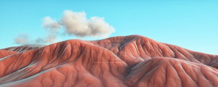 Foto de Imagen surrealista con montaña estilizada. Esta es una ilustración de renderizado 3d - Imagen libre de derechos