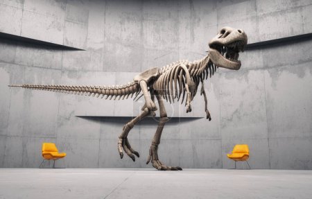 Foto de Esqueleto de dinosaurio T rex. Esta es una ilustración de renderizado 3d - Imagen libre de derechos