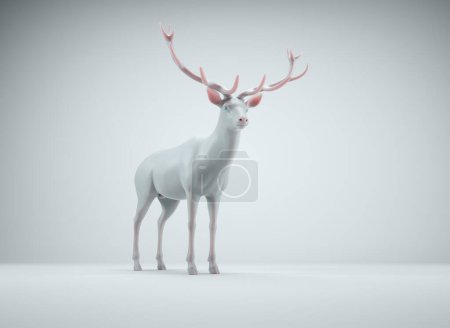 Photo for White deer on a white background. This is a 3d render illustration. - Royalty Free Image