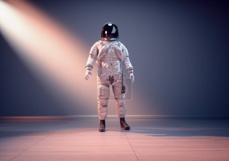 Foto de Astronauta posan sobre un fondo aislado. Esta es una ilustración de renderizado 3d - Imagen libre de derechos