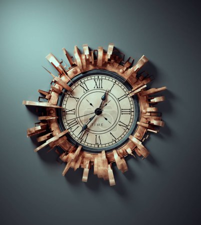 Photo for Old wall clock. This is a 3d render illustration - Royalty Free Image