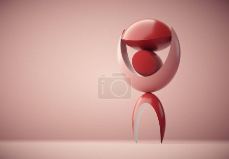 Photo for Geometrical elements on balance. Impossible  balance. This is a 3d render illustration - Royalty Free Image