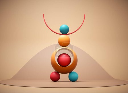 Photo for Geometrical elements on balance.. This is a 3d render illustration - Royalty Free Image