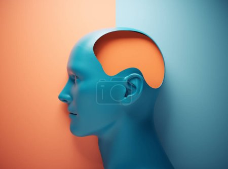 Photo for Surreal human head. Weakness and mindset concept. This is a 3d render illustration - Royalty Free Image