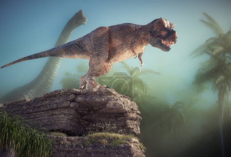 Foto de Tyrannosaurus. Esta es una ilustración de renderizado 3d - Imagen libre de derechos