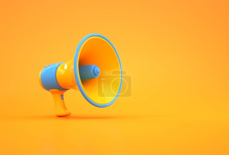 Yellow megaphone. The concept of communication. This is a 3d render illustration