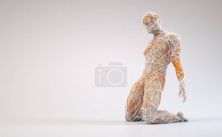 Foto de Persona abstracta posando. Concepto de singularidad y complejidad. Esta es una ilustración de renderizado 3d - Imagen libre de derechos