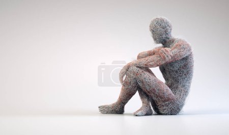 Abstrakte Person posiert. Konzept der Einzigartigkeit und Komplexität. Dies ist eine 3D-Darstellung
