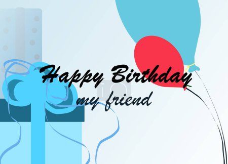 Illustration for Happy Birthday my friend vector banner template with gifts and balloons decoration illustration - Royalty Free Image