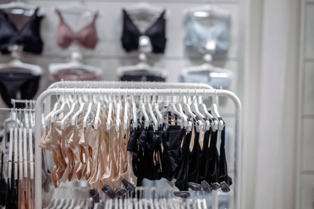 Photo for Many beautiful womens bras in lingerie store, closeup - Royalty Free Image