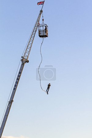 Photo for A bungee jumper at a charity event in Weston-super-Mare, UK on 18 September 2012 - Royalty Free Image