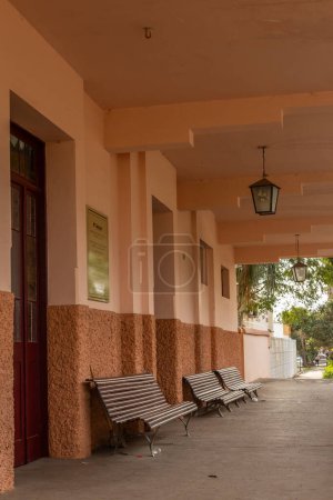 Foto de Balcón del Museo Cornelio Ramos, antigua estación ferroviaria de la ciudad de Catalao en Goias. - Imagen libre de derechos