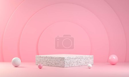 Photo for Minimal Empty Mockup Stand Pedestal Pink Pastel Backgrounds 3d Rendering - Royalty Free Image