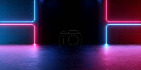 Photo for Modern Furturistic Stage Laser Beam Illumination Glowing Lines Abstract Backgrounds Illustration 3d Rendering - Royalty Free Image