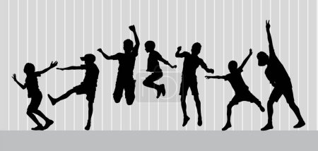 Téléchargez les illustrations : Happy boys danse concept silhouettes - en licence libre de droit