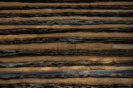 Photo for Alternating Materials In Log Cabin Wall - Royalty Free Image