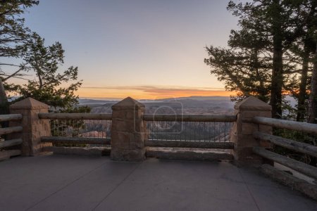 Railing At Sunrise From Bryce Point in Bryce Canyon National Park