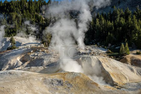 Late Morning Wisps Of Steam Rise From The Sulfur Hills In Bumpass Hell in Lassen Volcanic National Park