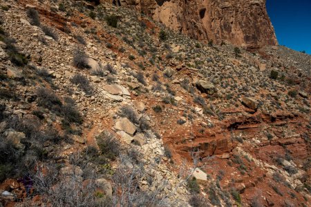 Foto de Rock Fall cubre el sendero Boucher en el Parque Nacional del Gran Cañón - Imagen libre de derechos