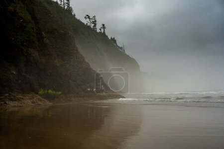 Clouds Obscure The Evening Light At The Cliffs Of Cape Lookout in Oregon