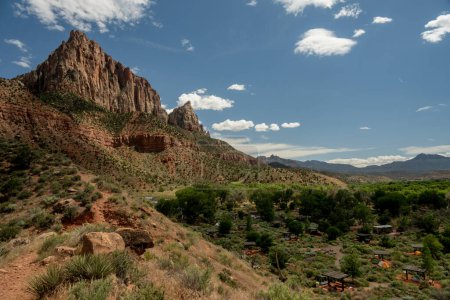 Photo for The Watchman Stands High Above The Campground In Zion National Park - Royalty Free Image