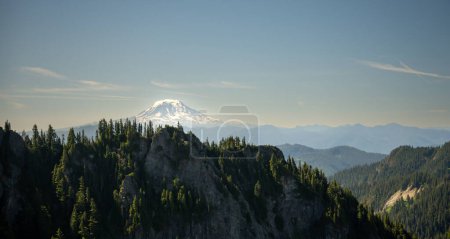 Mount Adams Rises In The Distance From Eagle Peak Near Mount Rainier in Summer