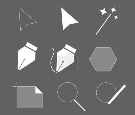 Ilustración de Iconos de herramientas de ilustración vectorial. Herramientas para trabajar en ilustrador. - Imagen libre de derechos