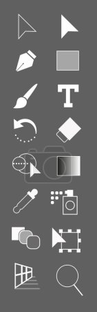 Ilustración de Iconos de herramientas de ilustración vectorial. Herramientas para trabajar en ilustrador. - Imagen libre de derechos
