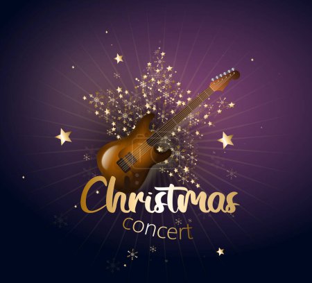 Illustration of background for christmas concert with electric quitar