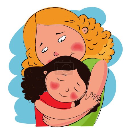 Illustration for Mother and daughter hug. Illustration - Royalty Free Image