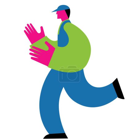 Ilustración de A man running in overalls - Imagen libre de derechos