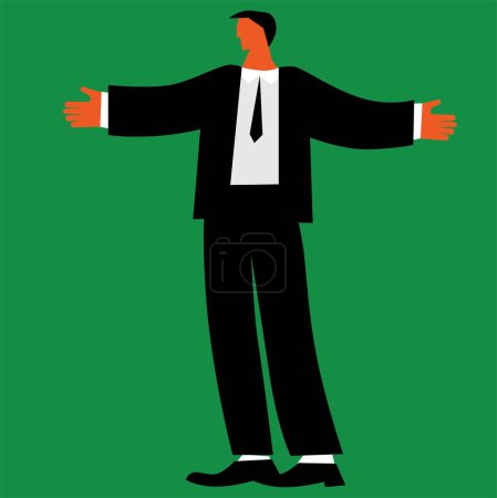Téléchargez les illustrations : A man in a suit with his arms outstretched - en licence libre de droit