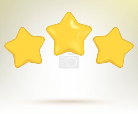 Téléchargez les illustrations : Trois étoiles jaune brillant Couleurs. Conception 3D réaliste pour les applications mobiles. Notation, sondage ou concept d'examen. Illustration vectorielle - en licence libre de droit