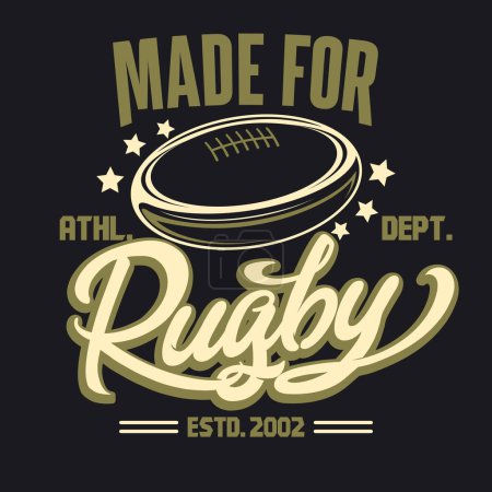 Ilustración de Diseño de impresión de camisetas de rugby, estampado de camiseta de moda, sello de tipografía, desgaste original deportivo, ropa deportiva de impresión. Ilustración vectorial - Imagen libre de derechos