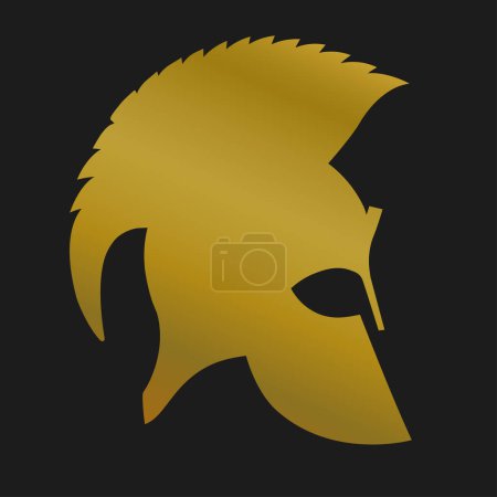 Illustration for Roman Legionary Helmet, Golden Warrior logo, Gladiator silhouette icon, heroic soldier. vector - Royalty Free Image