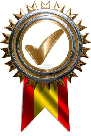 Téléchargez les photos : Illustration vectorielle d'une médaille rouge et argent avec une étoile - en image libre de droit