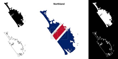 Ilustración de Northland contorno en blanco mapa conjunto - Imagen libre de derechos