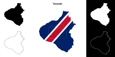 Illustration for Taranaki blank outline map set - Royalty Free Image
