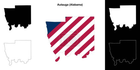 Autauga county outline map set