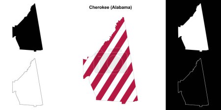Cherokee county outline map set