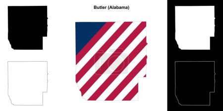 Butler county outline map set