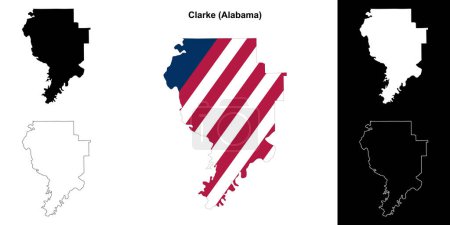Clarke county outline map set