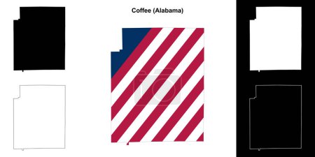 Illustration for Coffee county outline map set - Royalty Free Image