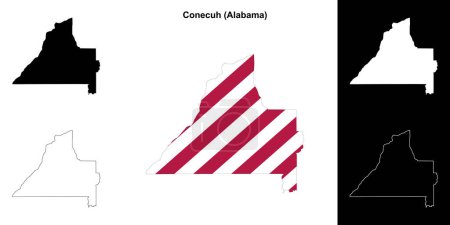 Conecuh county outline map set