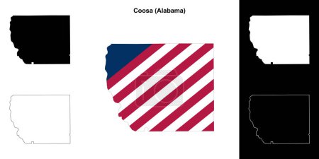 Coosa county outline map set