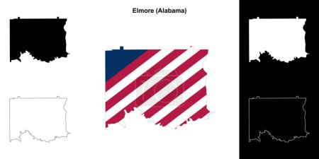 Elmore county outline map set